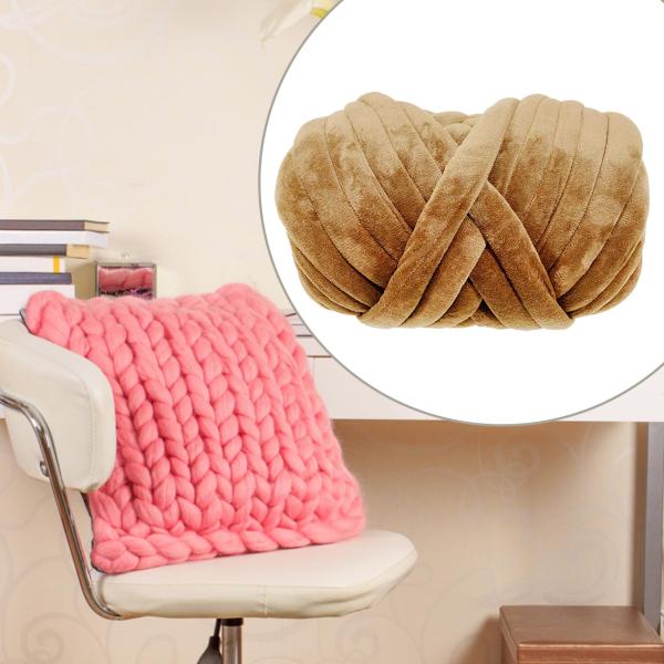 分厚い糸かぎ針編みハンドニットソフトかさばる分厚い糸 DIY 帽子用マクラメブラウン