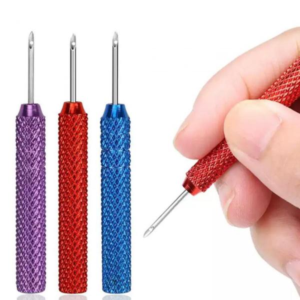 3x パンチピン 糸刺繍ピン ポータブル 快適なグリップ フェルト ポケピン パンチ針 スターター 大人 手芸 DIY クラフト用