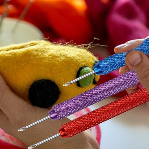 3x パンチピン 糸刺繍ピン ポータブル 快適なグリップ フェルト ポケピン パンチ針 スターター 大人 手芸 DIY クラフト用