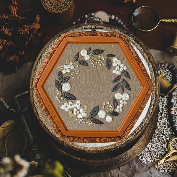刺繍フープフレーム DIY 刺繍フレーム 縫製と吊り下げ用 15.5x14cm