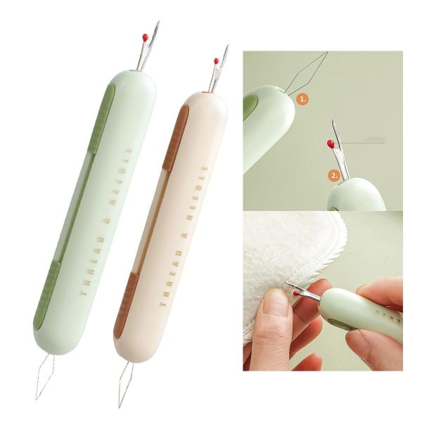 ソーイングスレッダーとシームリッパー ポータブルステッチアンピッカー シームスレッドリムーバー グリーンイエロー