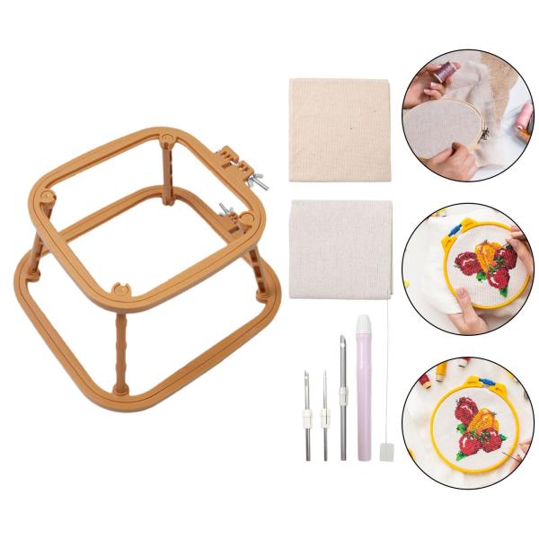 デスクトップ刺繍フレーム パンチニードルハンドルツール パンチニードルキルティングセット D