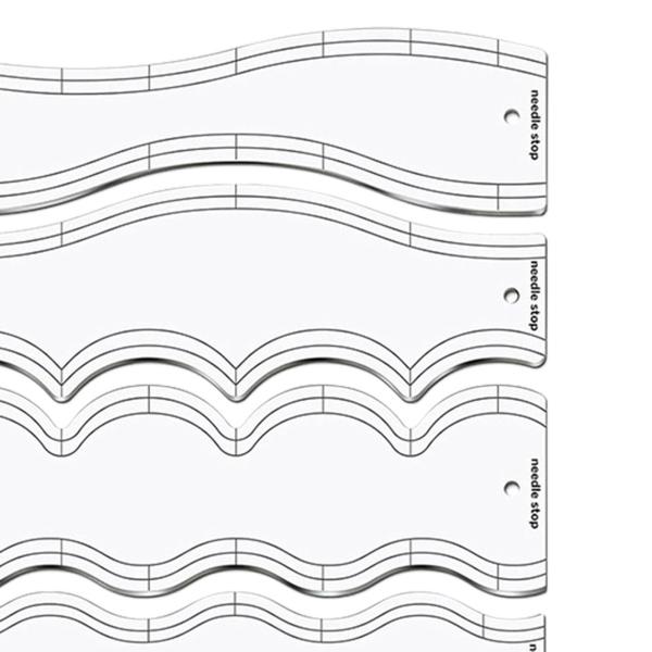5ピース ウェーブエッジ定規 キルティング定規 カッティング定規 アクリル 多目的 DIY 縫製 キルティング テンプレート キルティング ステンシル