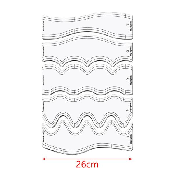 5ピース ウェーブエッジ定規 キルティング定規 カッティング定規 アクリル 多目的 DIY 縫製 キルティング テンプレート キルティング ステンシル
