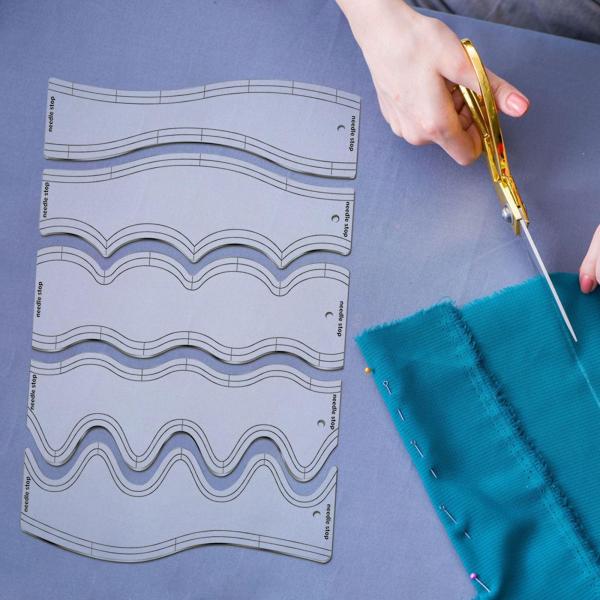 5ピース ウェーブエッジ定規 キルティング定規 カッティング定規 アクリル 多目的 DIY 縫製 キルティング テンプレート キルティング ステンシル