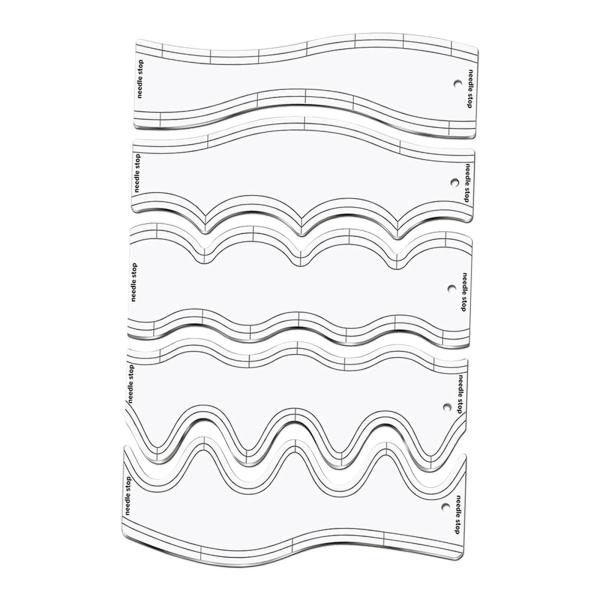 5ピース ウェーブエッジ定規 キルティング定規 カッティング定規 アクリル 多目的 DIY 縫製 キルティング テンプレート キルティング ステンシル