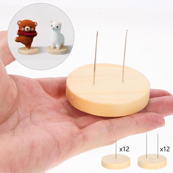 かぎ針編み人形ディスプレイスタンド 木製ベース 金属ピン シンプルアクションフィギュア 人形スタンド 装飾 実用的な収納ラック 24個