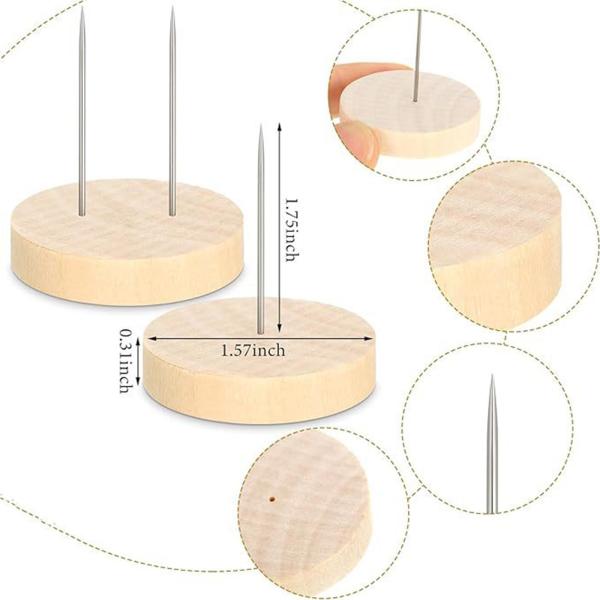 かぎ針編み人形ディスプレイスタンド 木製ベース 金属ピン シンプルアクションフィギュア 人形スタンド 装飾 実用的な収納ラック 24個