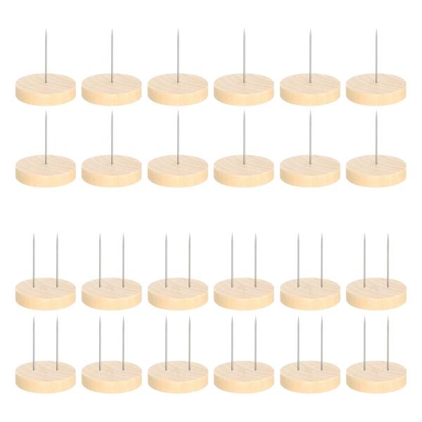 かぎ針編み人形ディスプレイスタンド 木製ベース 金属ピン シンプルアクションフィギュア 人形スタンド 装飾 実用的な収納ラック 24個