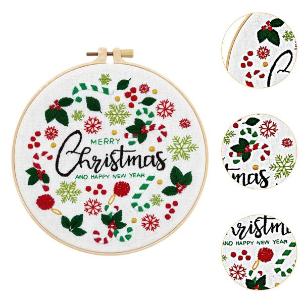 初心者向けクリスマス刺繍キット 説明書付き スタータークロスステッチスカーフ