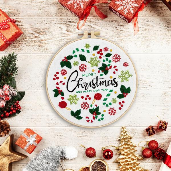 初心者向けクリスマス刺繍キット 説明書付き スタータークロスステッチスカーフ