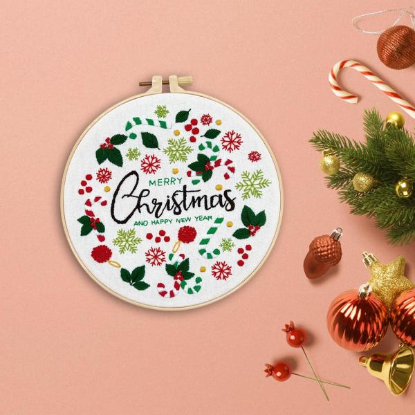 初心者向けクリスマス刺繍キット 説明書付き スタータークロスステッチスカーフ