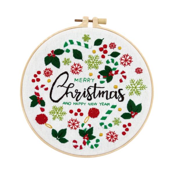 初心者向けクリスマス刺繍キット 説明書付き スタータークロスステッチスカーフ