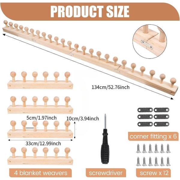 52.99インチ チャンキーニットブランケット ルームキット 太い糸編みツール 再利用可能 木製編み機フレーム 手編み DIY 織り用