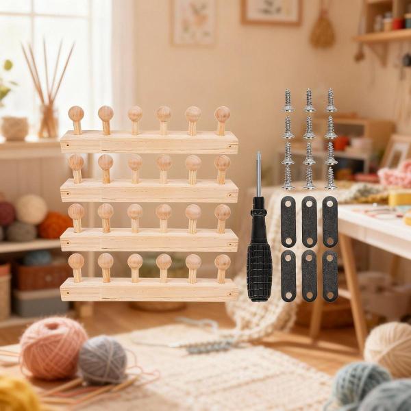 52.99インチ チャンキーニットブランケット ルームキット 太い糸編みツール 再利用可能 木製編み機フレーム 手編み DIY 織り用