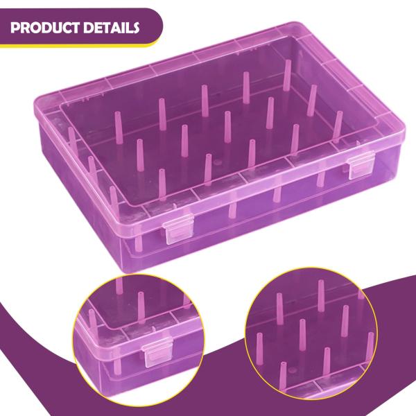 家庭用ミシン糸収納ボックス 透明刺繍糸仕分けオーガナイザー ピンク