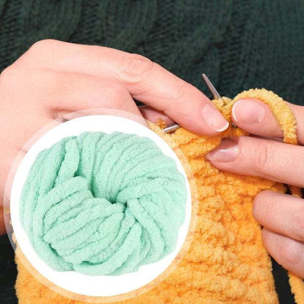 太いウール糸 ラグ作り 手編みブランケット DIY 織り クラフト グリーン