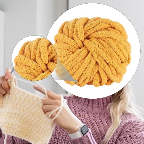 チャンキーウール糸 DIY 洗える重量糸 織りクラフト かぎ針編みラグ作り用 イエロー
