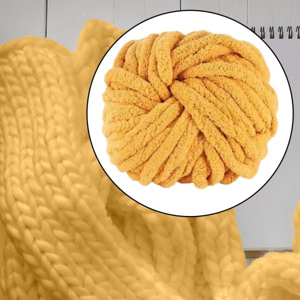 チャンキーウール糸 DIY 洗える重量糸 織りクラフト かぎ針編みラグ作り用 イエロー