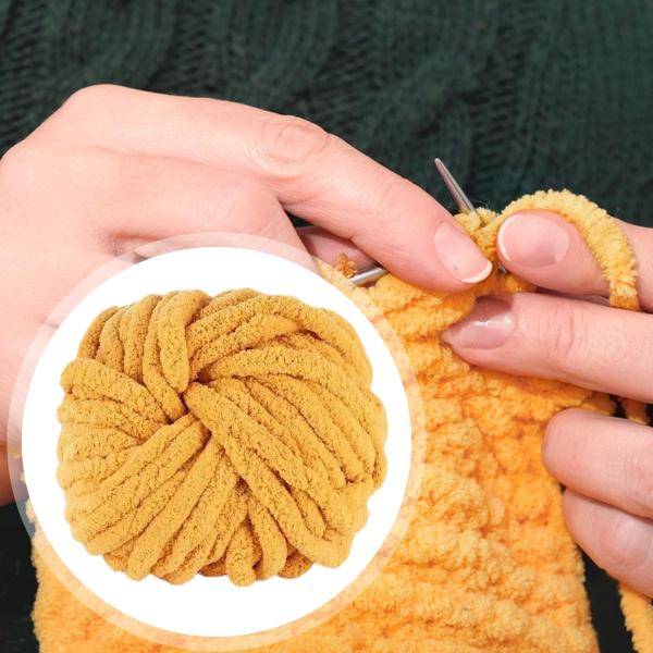 チャンキーウール糸 DIY 洗える重量糸 織りクラフト かぎ針編みラグ作り用 イエロー