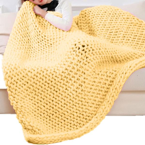 チャンキーウール糸 DIY 洗える重量糸 織りクラフト かぎ針編みラグ作り用 イエロー