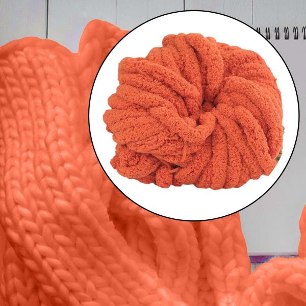 チャンキーウール糸 DIY 洗える重量糸 織りクラフト かぎ針編みラグ作り オレンジレッド