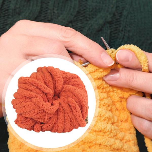 チャンキーウール糸 DIY 洗える重量糸 織りクラフト かぎ針編みラグ作り オレンジレッド