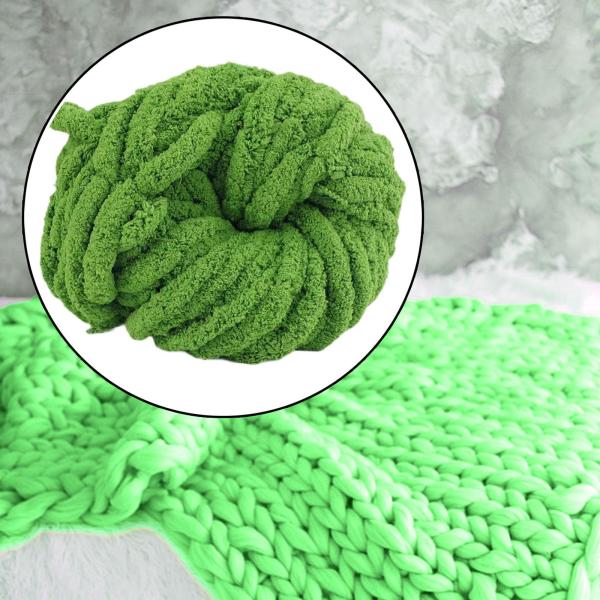 太いチャンキーヤーン 2cm 重量 ニットブランケットマットクッションラグ作り用 グリーン