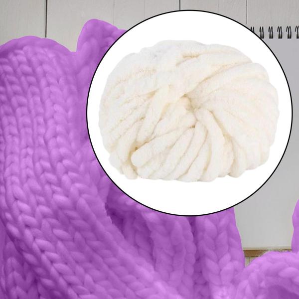 厚手のウール糸 DIY 洗える織りクラフト かぎ針編みラグ作り用糸 ホワイト