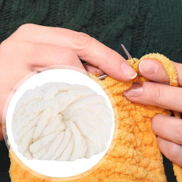 厚手のウール糸 DIY 洗える織りクラフト かぎ針編みラグ作り用糸 ホワイト