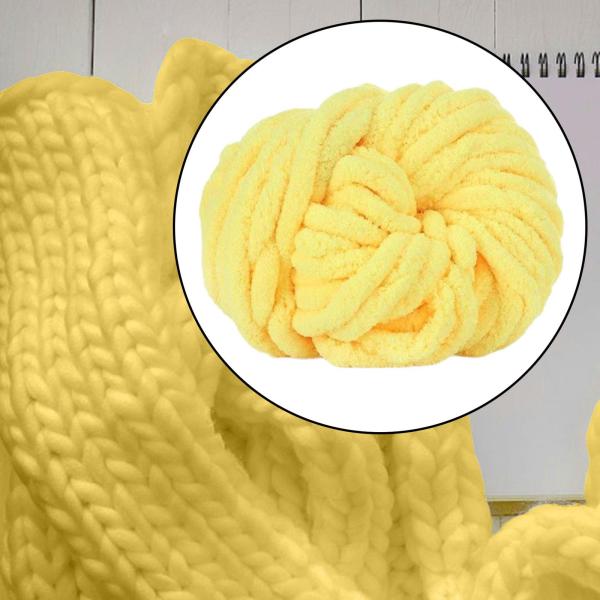 太いチャンキーヤーン 2cm 重量 ニットブランケットマットクッションラグ作り用 イエロー