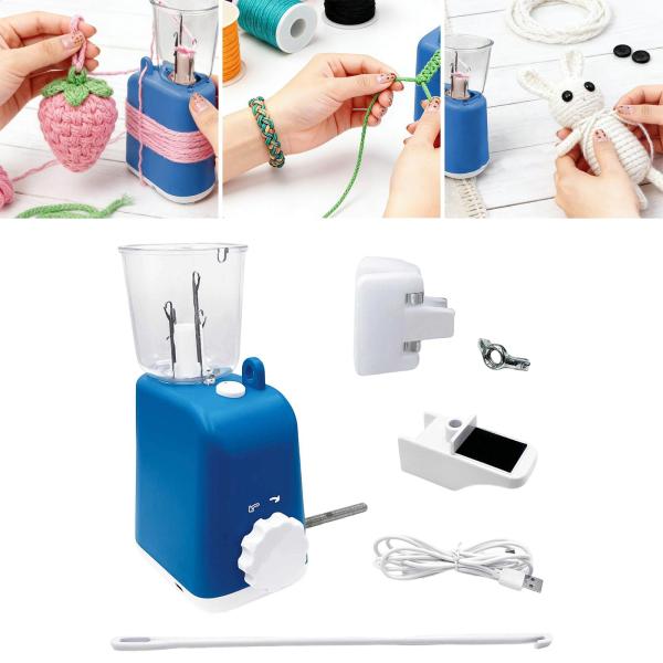 電動編みかぎ針編み機 編み機 編み物 クラフト プロジェクト用 ブルー