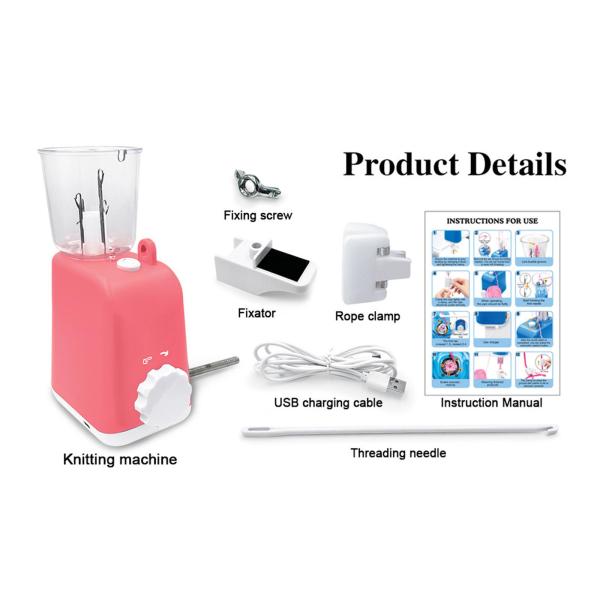 電動編みかぎ針編み機 編み機 編み物 クラフト プロジェクト用 ピンク