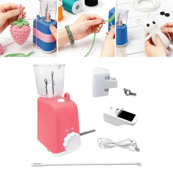 電動編みかぎ針編み機 編み機 編み物 クラフト プロジェクト用 ピンク