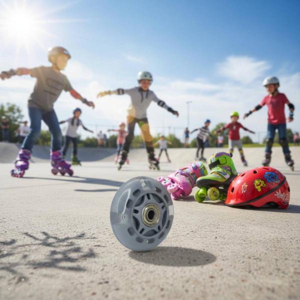 子供用ローラースケート 発光ホイール 静音ベアリング インラインホイール 交換用パーツ 耐摩耗素材 工具同梱 安定走行 家庭でのメンテナンスに適用
