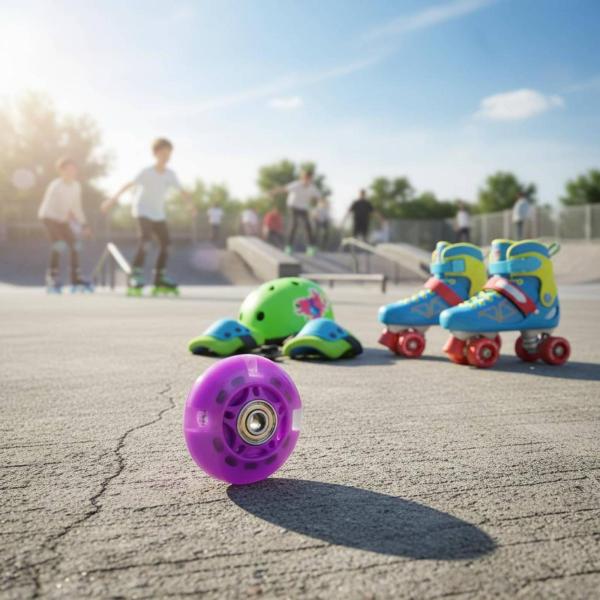 子供用ローラースケート 発光ホイール 静音ベアリング インラインホイール 交換用パーツ 耐摩耗素材 工具同梱 安定走行 家庭でのメンテナンスに適用