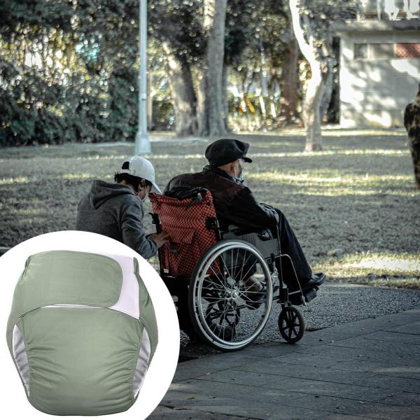 調節可能な大人の布おむつ再利用可能なTPUコート失禁のための大きなサイズの防水脱着パンツ高齢者の臭いのない術後ケア - 緑