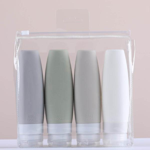 コンディショナーローションソープ用シリコントラベルボトル詰め替え可能男性女性4x90ml