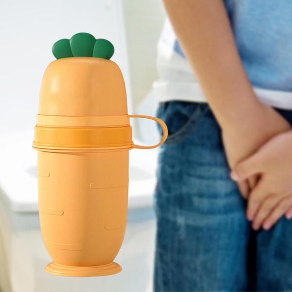 ビーチ旅行のためのかわいい大根携帯用トイレ小便器尿ボトル イエロー