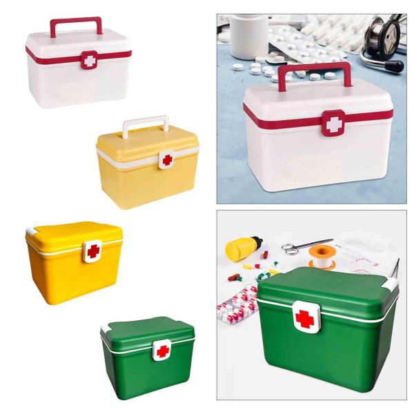 医療ボックス収納オーガナイザー収納ケース、多機能応急処置ケース二重層化粧品縫製ハイキングおもちゃ用