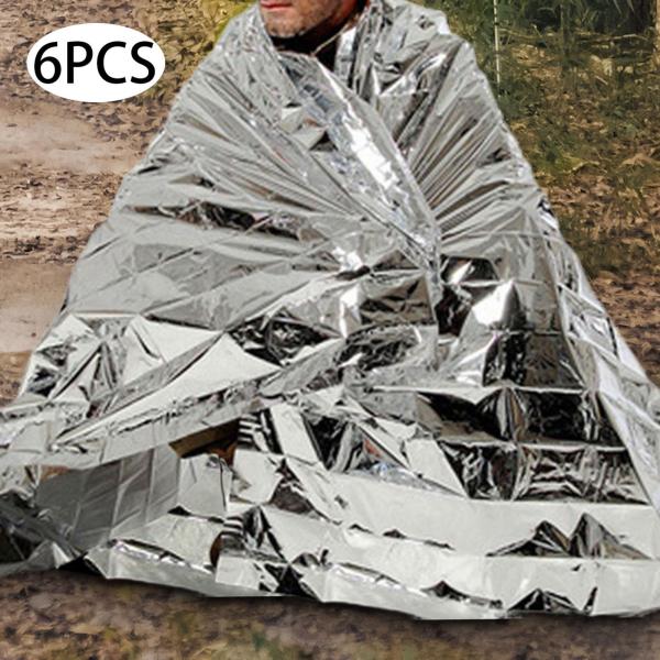 6ピース サバイバルブランケット コンパクトスペースブランケット ハイキング 防寒 キャンプ用品 130x210cm