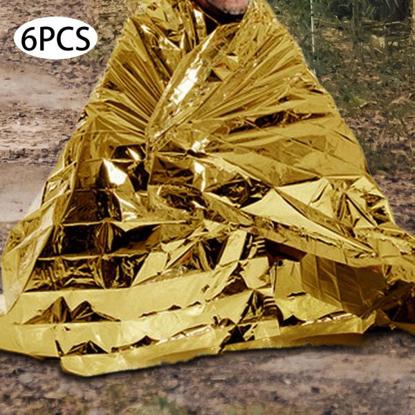 6x サバイバルブランケット 緊急用ブランケット ハイキング用 寒冷地サバイバルギア 160x210cm