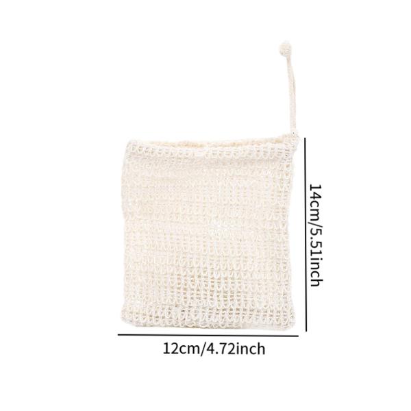 6 個の石鹸袋コットンリネン吊りメッシュ発泡ネット浴室旅行石鹸結び目