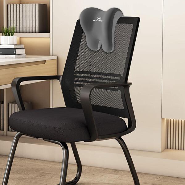 オフィスチェア用ネックサポート 快適 通気性 ファブリックカバー 昼寝枕 グレー ミックスカラー