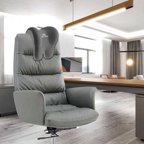 オフィスチェア用ネックサポート 快適 通気性 ファブリックカバー 昼寝枕 グレー ミックスカラー