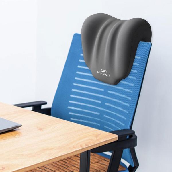 睡眠用 昼寝用枕 オフィスチェア用 メモリーネックサポート ネッククッション枕 オフィスチェア用ネックピロー デスクトップピロー ダークグレー