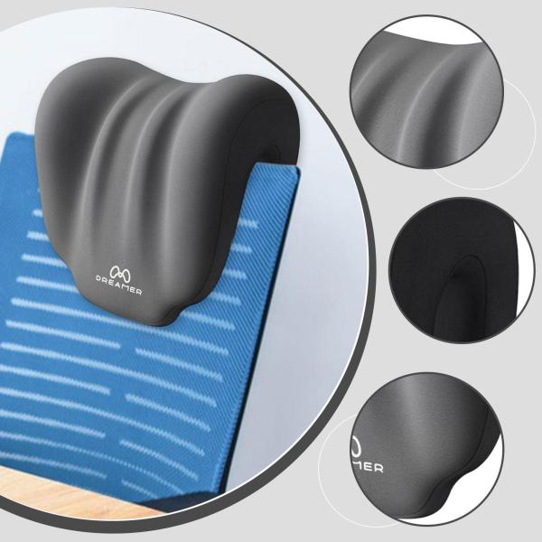 睡眠用 昼寝用枕 オフィスチェア用 メモリーネックサポート ネッククッション枕 オフィスチェア用ネックピロー デスクトップピロー ダークグレー