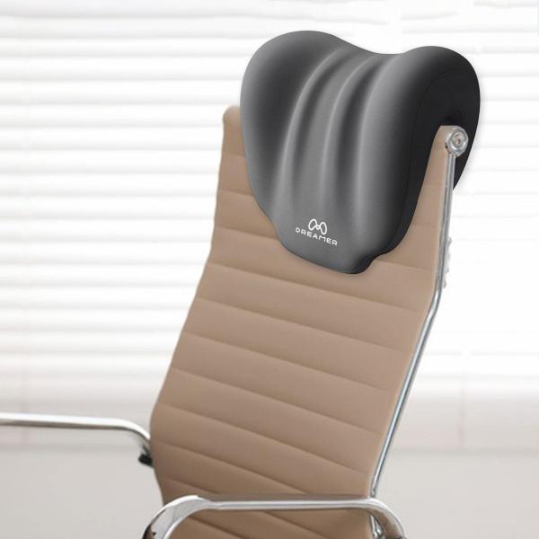 睡眠用 昼寝用枕 オフィスチェア用 メモリーネックサポート ネッククッション枕 オフィスチェア用ネックピロー デスクトップピロー ダークグレー