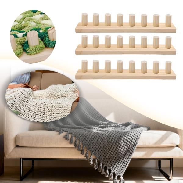 3 個入り チャンキーブランケット織機、木製織り機ポータブル糸織り機フレーム手編み編み物愛好家ショールDIY愛好家用