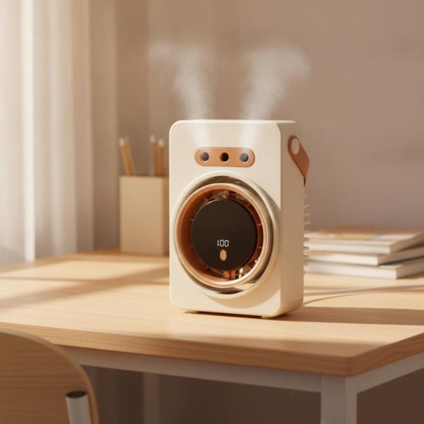 デスク加湿器ファン 明瞭表示 調節簡単 三噴霧ノズル 低騒動作 ポータブルハンドル 机上壁面手持ち三用 PP 電子部品採用 スタイリッシュ リモートワークに適用
